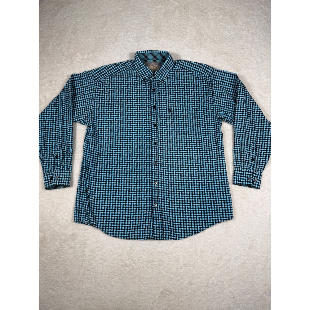 Panhandle Tuf Cooper Performance Shirt Mens Large Turquoise Black 100% Cotton